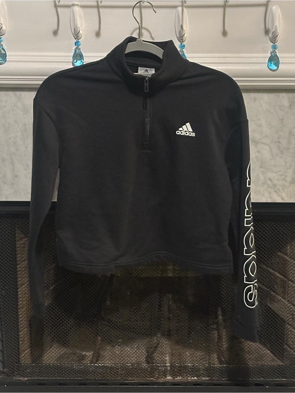 adidas Black Women's Hoodie with Logo Tag